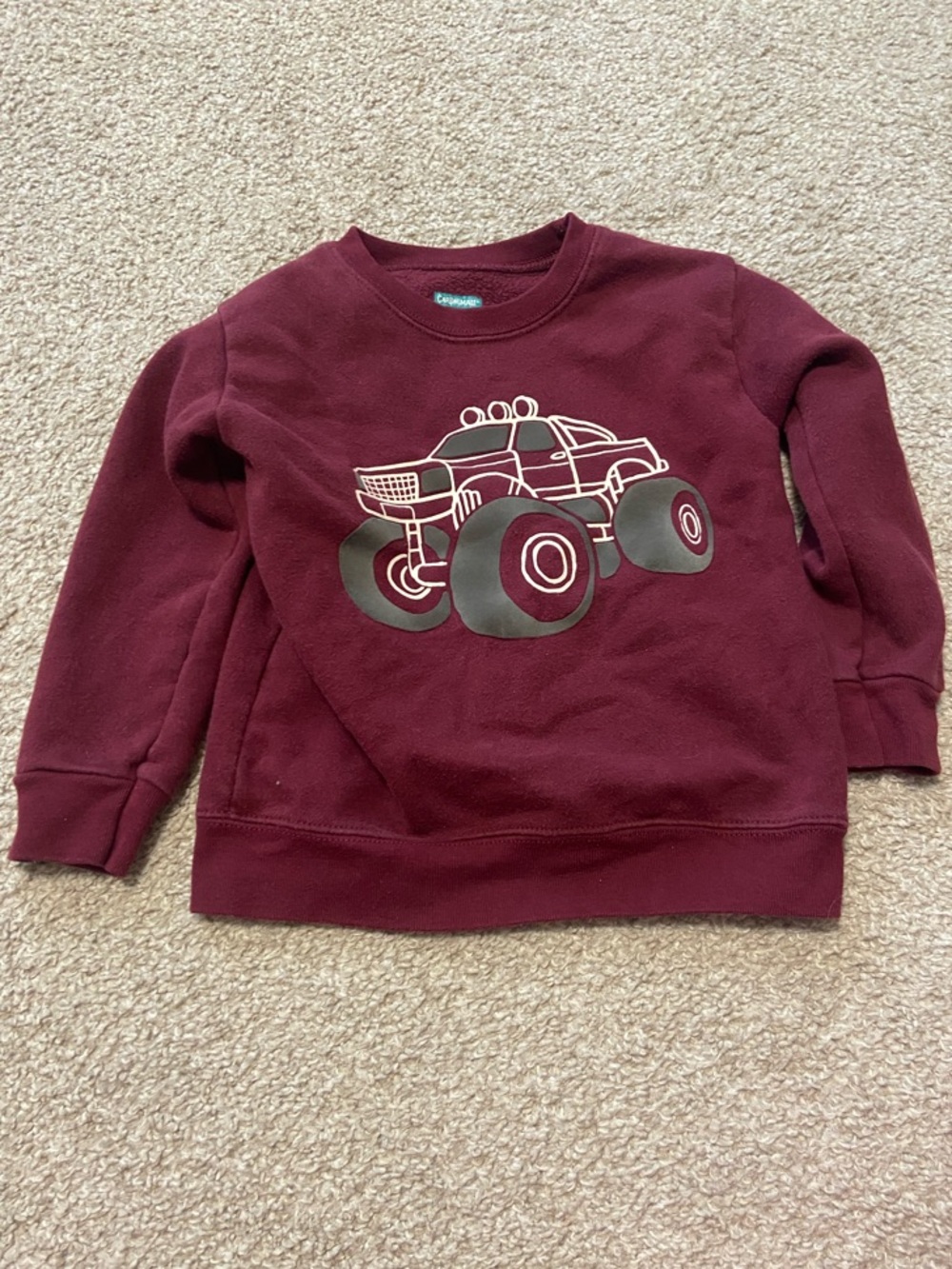 Garanimals Maroon Crewneck Sweatshirt with Monster Truck Logo